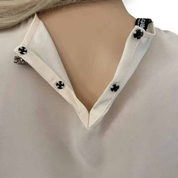 DOLCE & GABBANA Silk Black Lace Appliqué Crystal Embellished Cap Sleeve Blouse - Picture 12 of 17